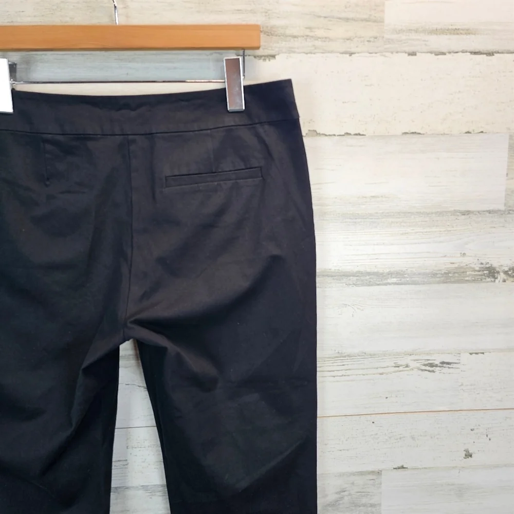 Eileen Fisher Organic Cotton Cropped Pants Black Stretch M Minimalist Classic